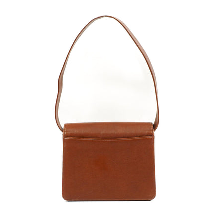 Chanel Braune Genarbte Kalbsleder Klapp Schultertasche mit Used Gold Beschlägen, 1996-1997