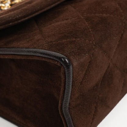 Chanel Braune Gestepptes Wildleder Quaste Klappentasche, 1989-1991