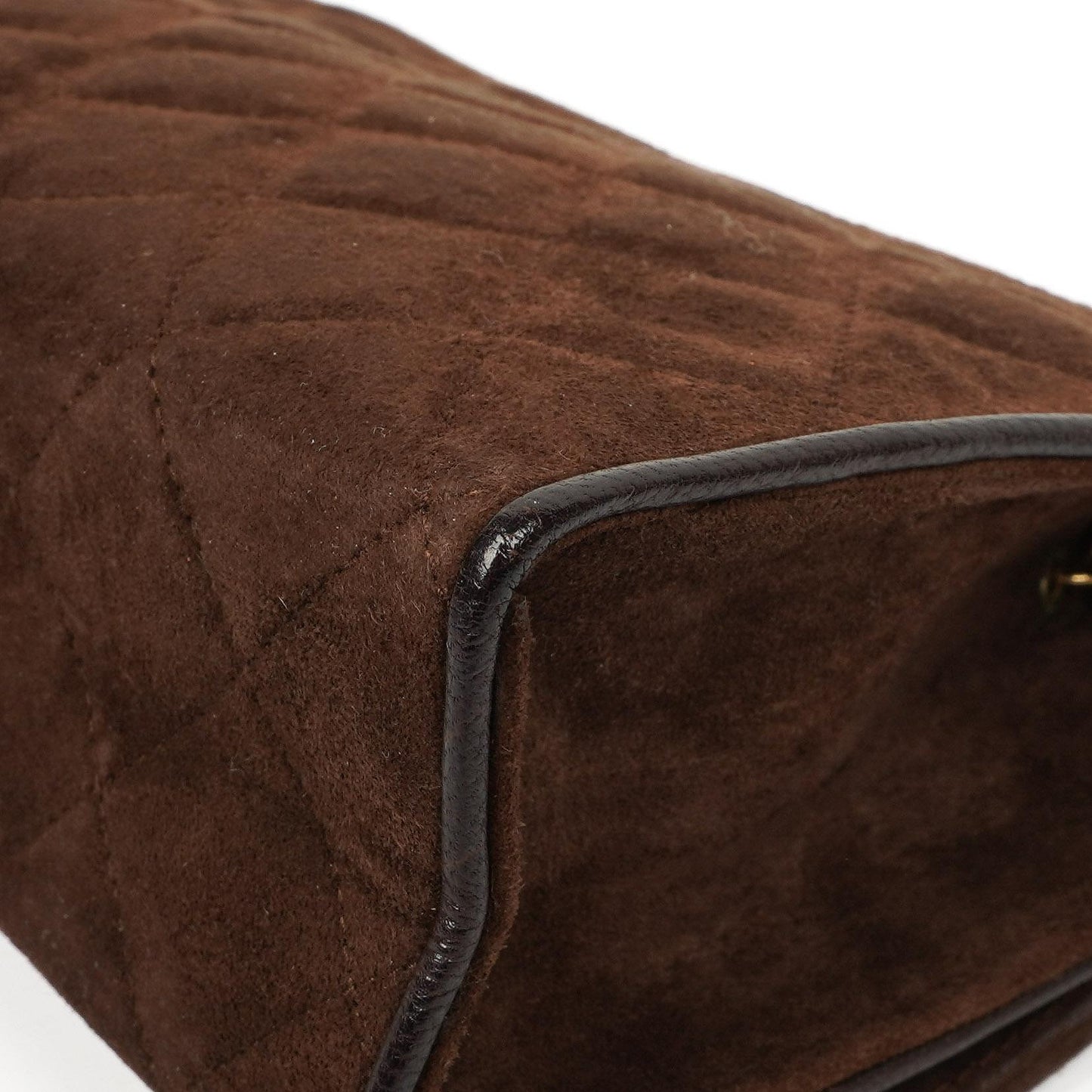 Chanel Braune Gestepptes Wildleder Quaste Klappentasche, 1989-1991