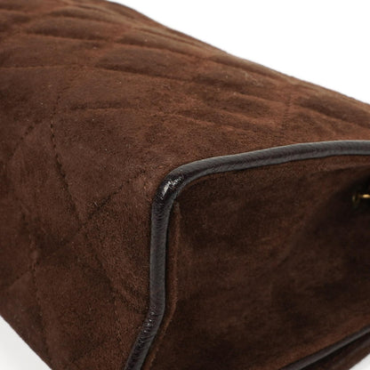Chanel Braune Gestepptes Wildleder Quaste Klappentasche, 1989-1991