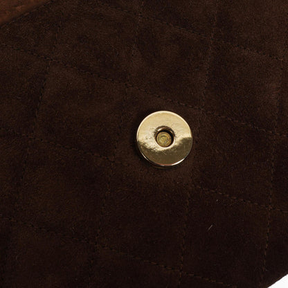 Chanel Braune Gestepptes Wildleder Quaste Klappentasche, 1989-1991