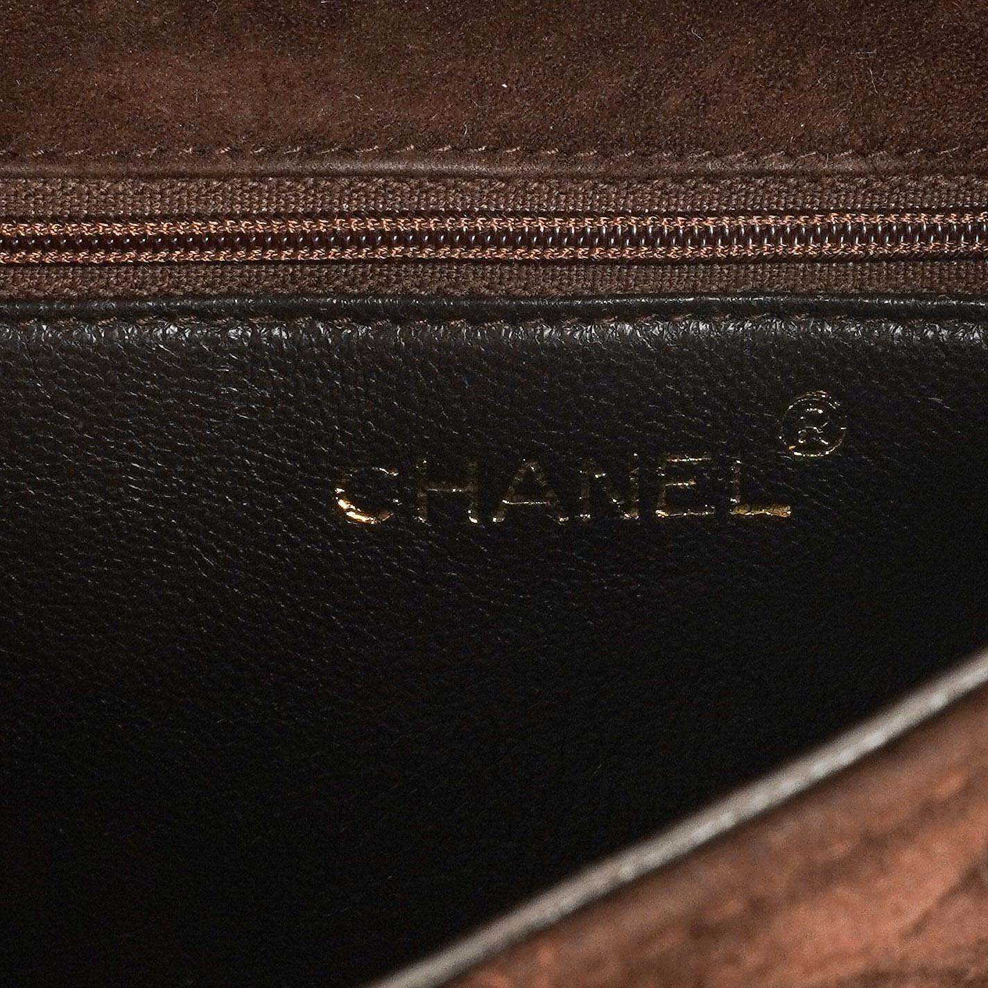 Chanel Braune Gestepptes Wildleder Quaste Klappentasche, 1989-1991