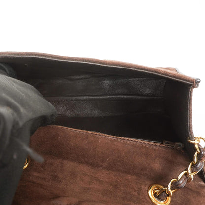 Chanel Braune Gestepptes Wildleder Quaste Klappentasche, 1989-1991