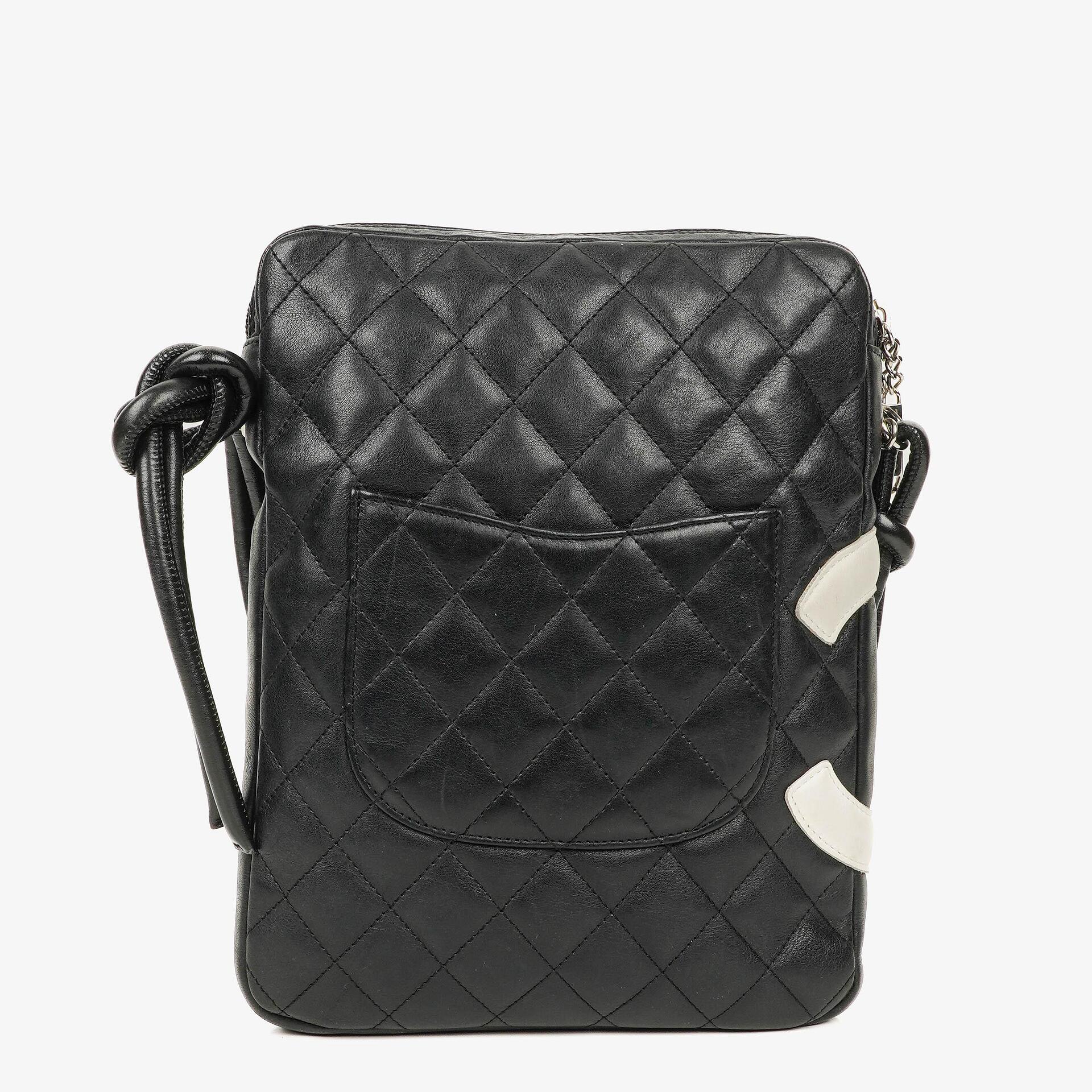 Chanel Cambon Medium Messenger Tasche aus schwarzem gestepptem Leder