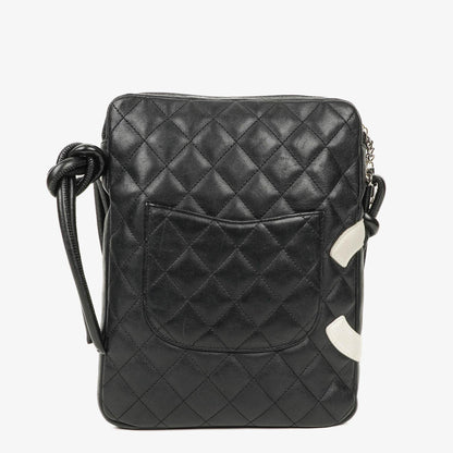 Chanel Cambon Medium Messenger Tasche aus schwarzem gestepptem Leder