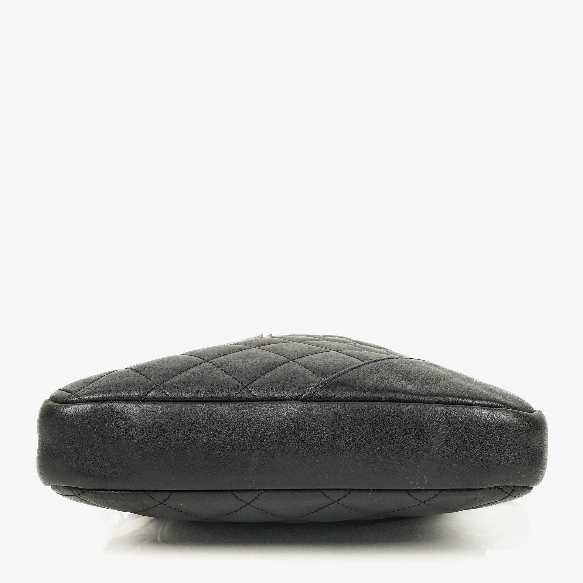 Chanel Cambon Medium Messenger Tasche aus schwarzem gestepptem Leder