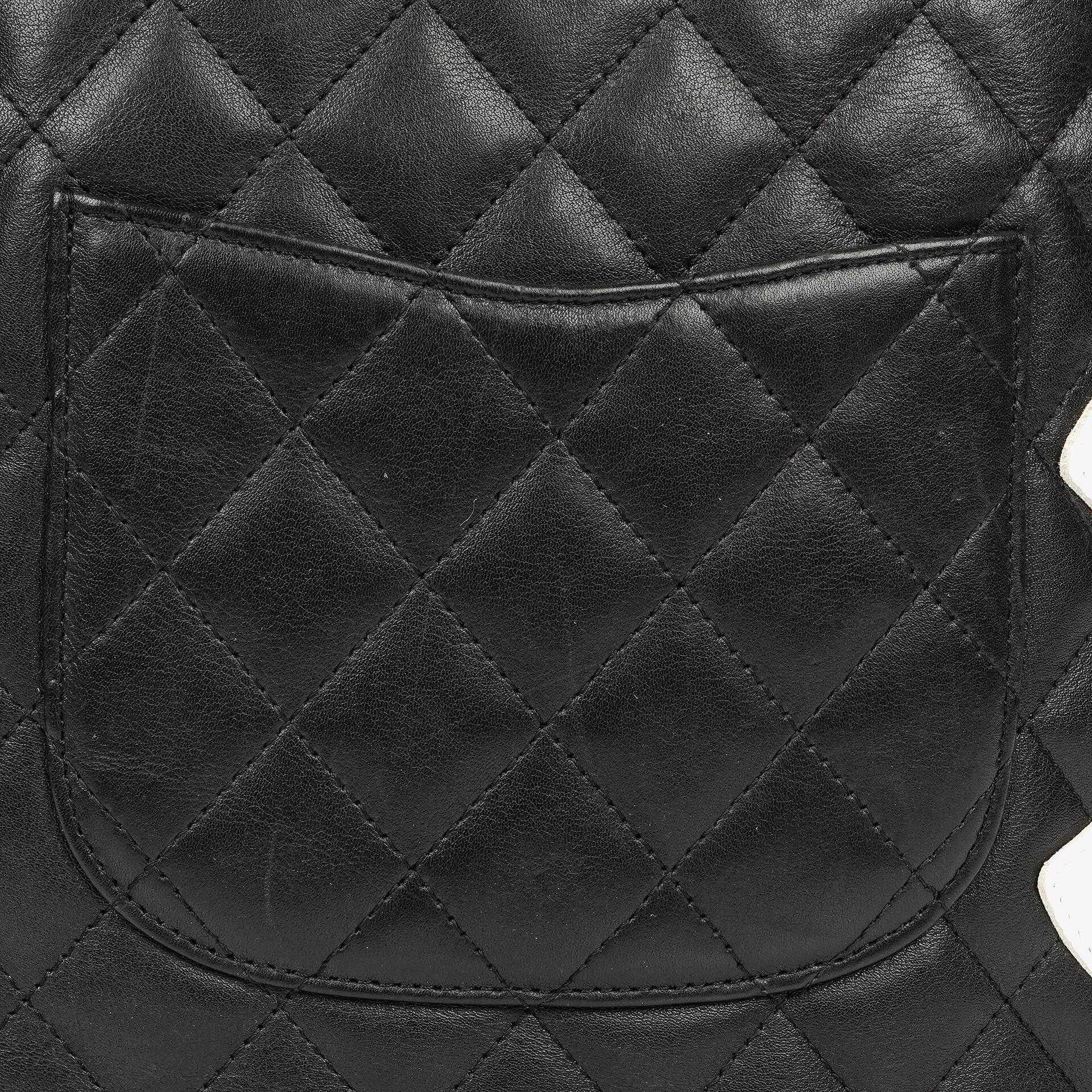 Chanel Cambon Medium Messenger Tasche aus schwarzem gestepptem Leder