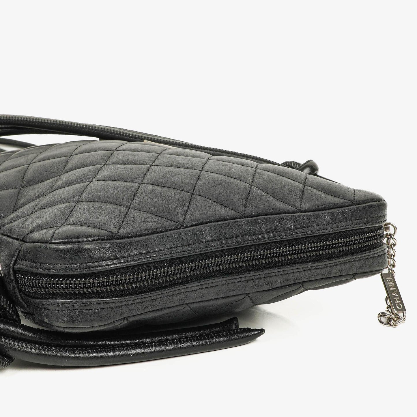 Chanel Cambon Medium Messenger Tasche aus schwarzem gestepptem Leder