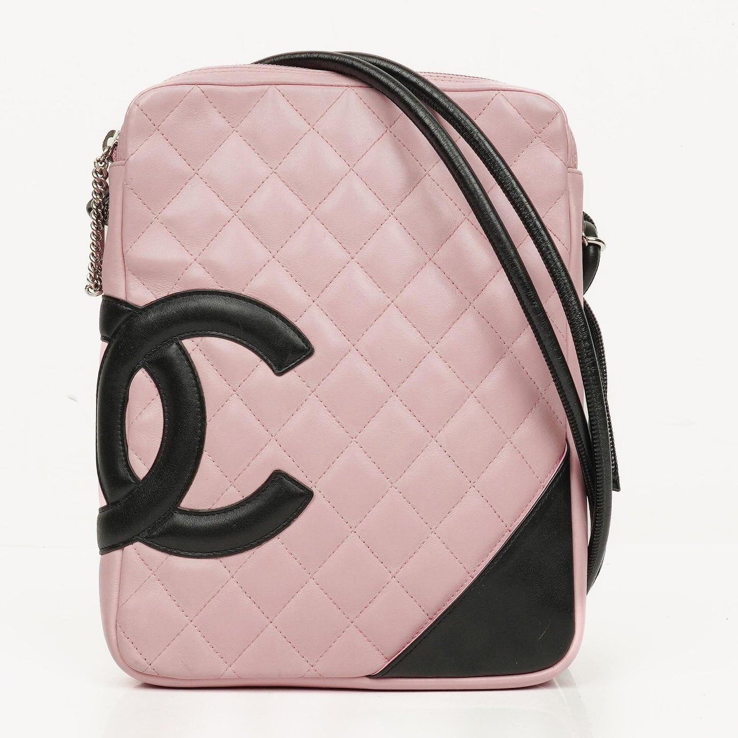 Chanel Cambon mittelgroße Messenger-Tasche aus rosa gestepptem Leder