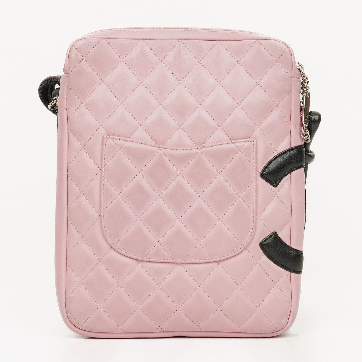 Chanel Cambon mittelgroße Messenger-Tasche aus rosa gestepptem Leder