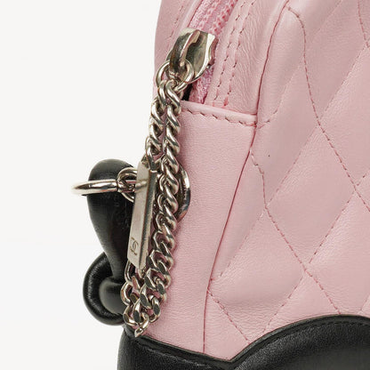 Chanel Cambon mittelgroße Messenger-Tasche aus rosa gestepptem Leder