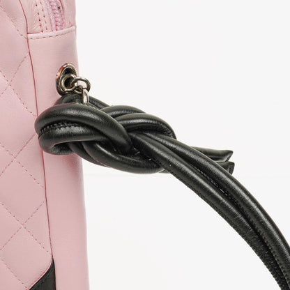 Chanel Cambon mittelgroße Messenger-Tasche aus rosa gestepptem Leder