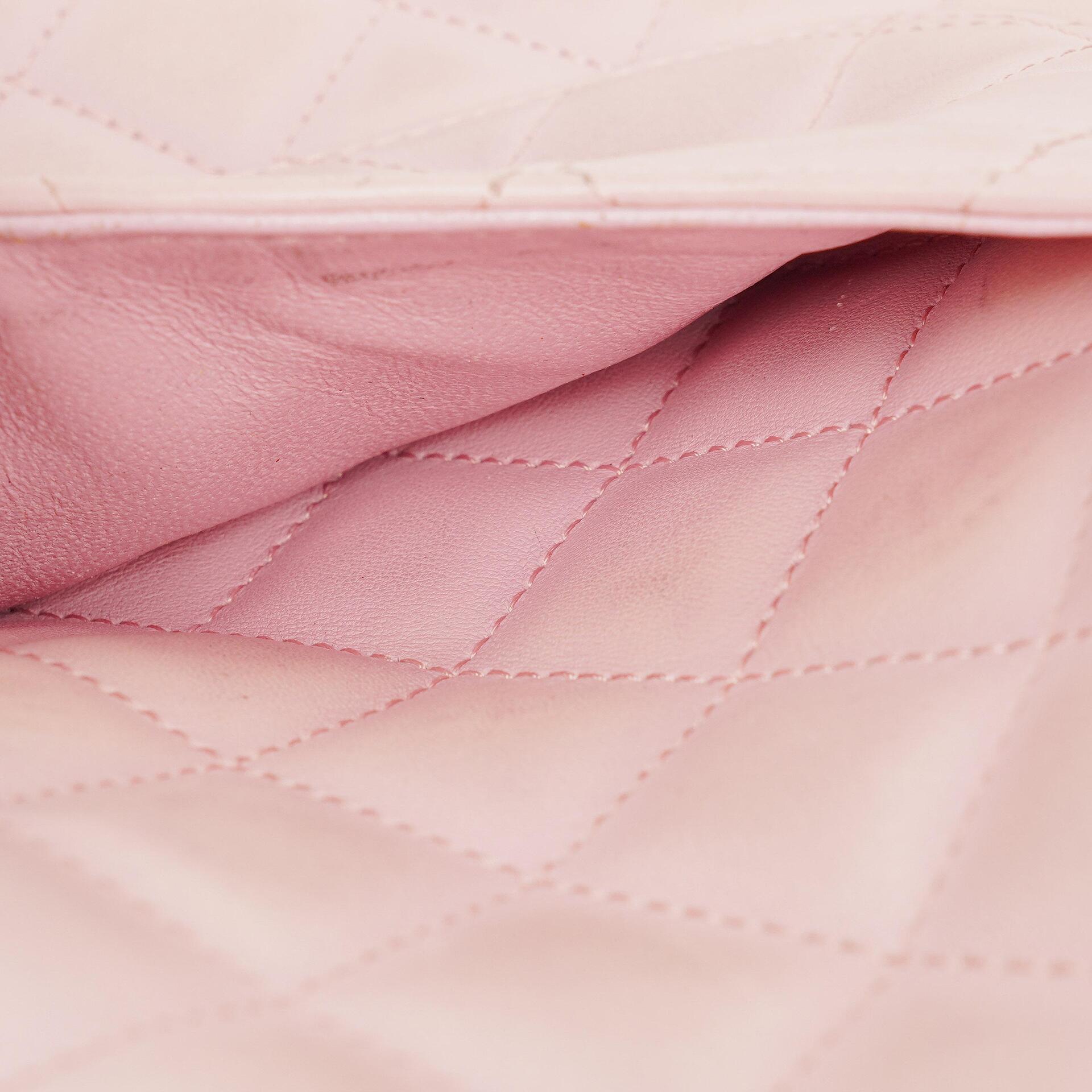Chanel Cambon mittelgroße Messenger-Tasche aus rosa gestepptem Leder