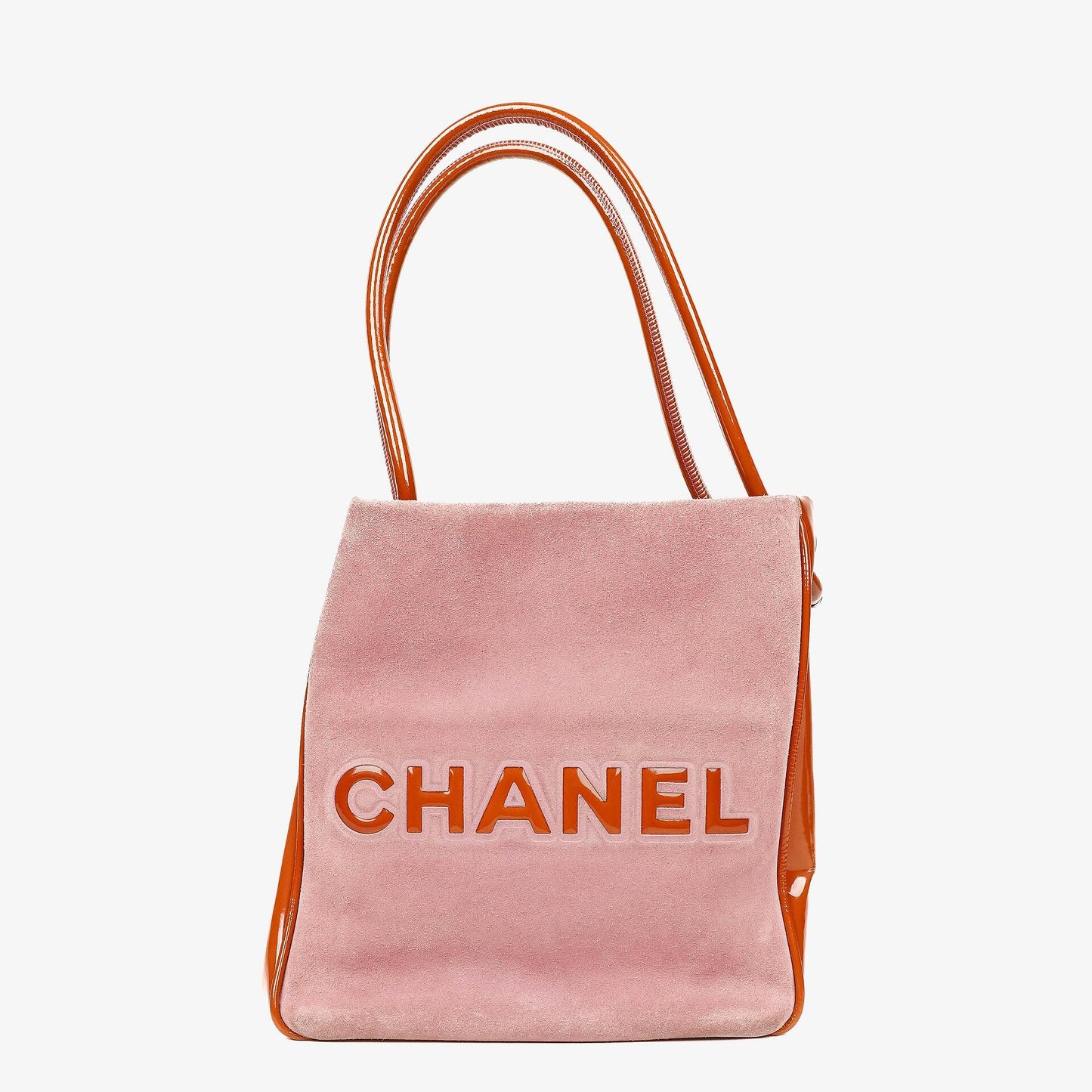 Chanel Camellia Tote Bag aus rosa Wildleder und Patentleder