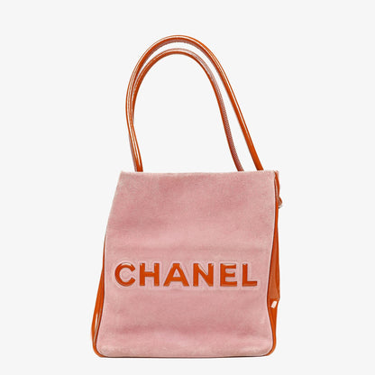 Chanel Camellia Tote Bag aus rosa Wildleder und Patentleder