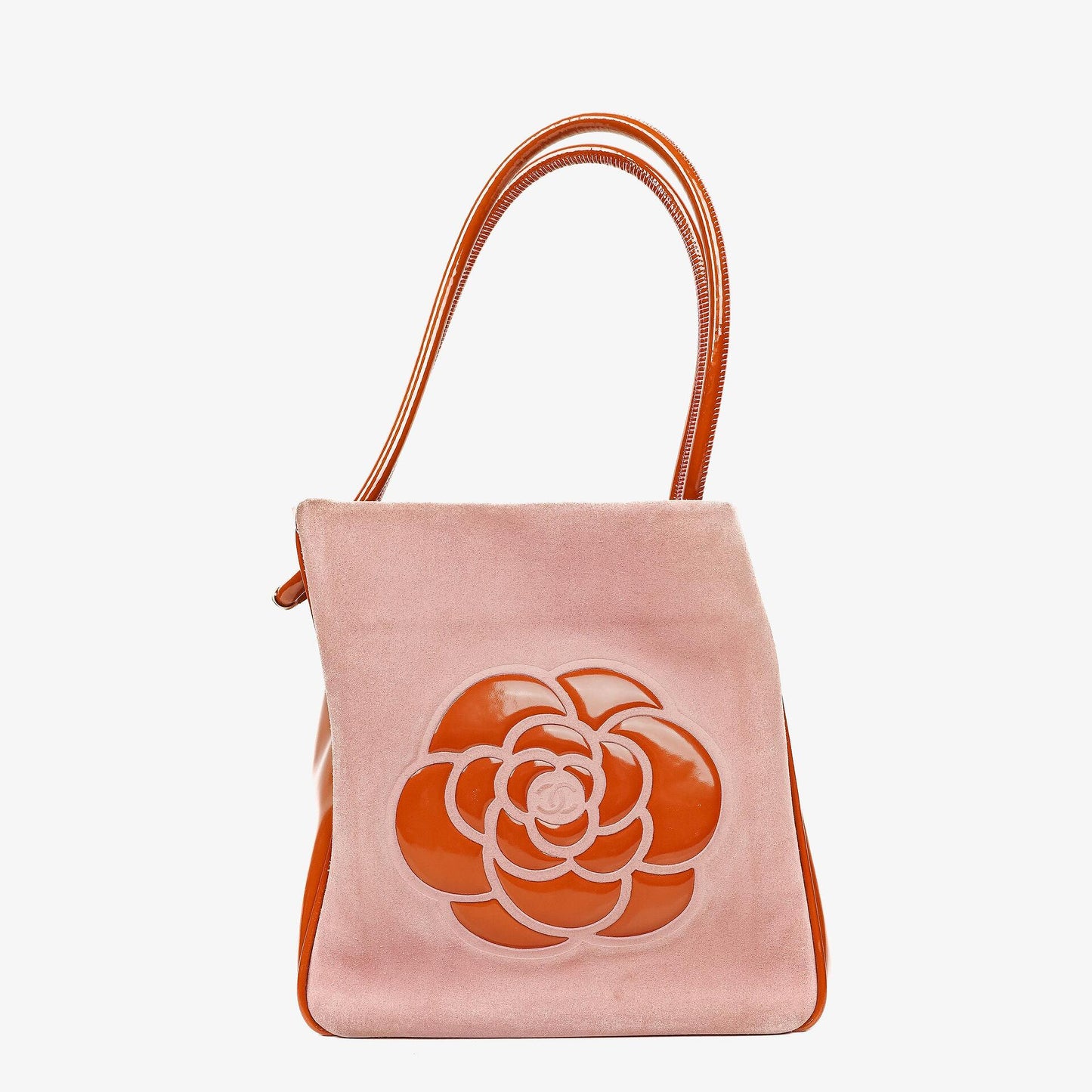 Chanel Camellia Tote Bag aus rosa Wildleder und Patentleder