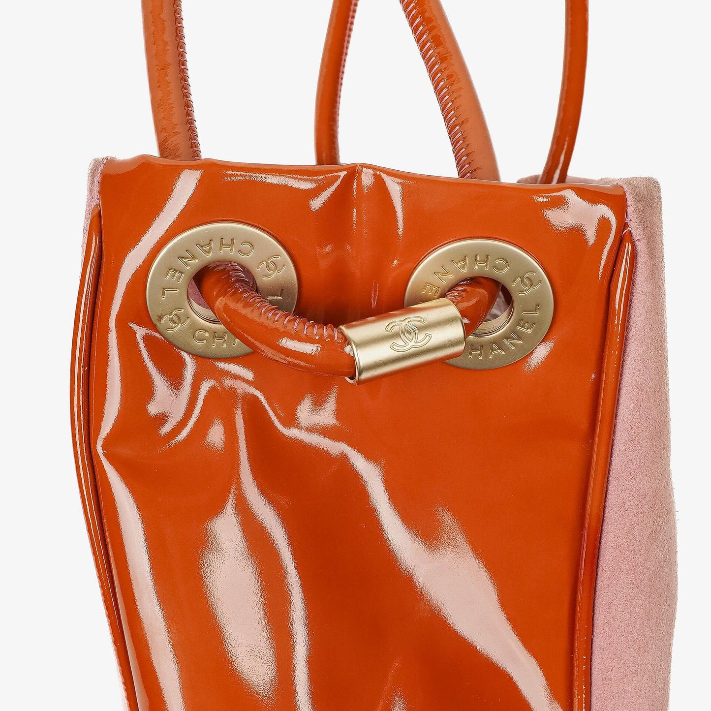 Chanel Camellia Tote Bag aus rosa Wildleder und Patentleder