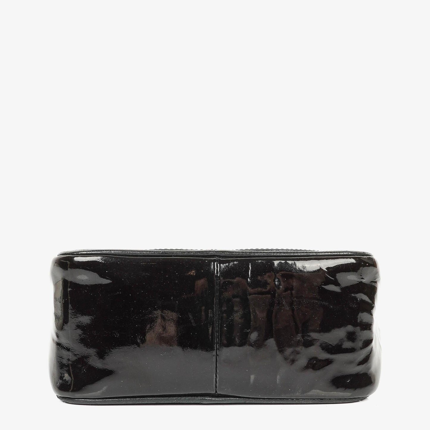 Chanel Camera CC kleine Schultertasche aus schwarzem Lackleder mit Quaste