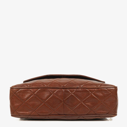 Chanel CC Camera Tassel Bag aus braunem gestepptem Lammleder