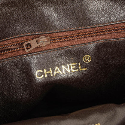 Chanel CC Camera Tassel Bag aus braunem gestepptem Lammleder