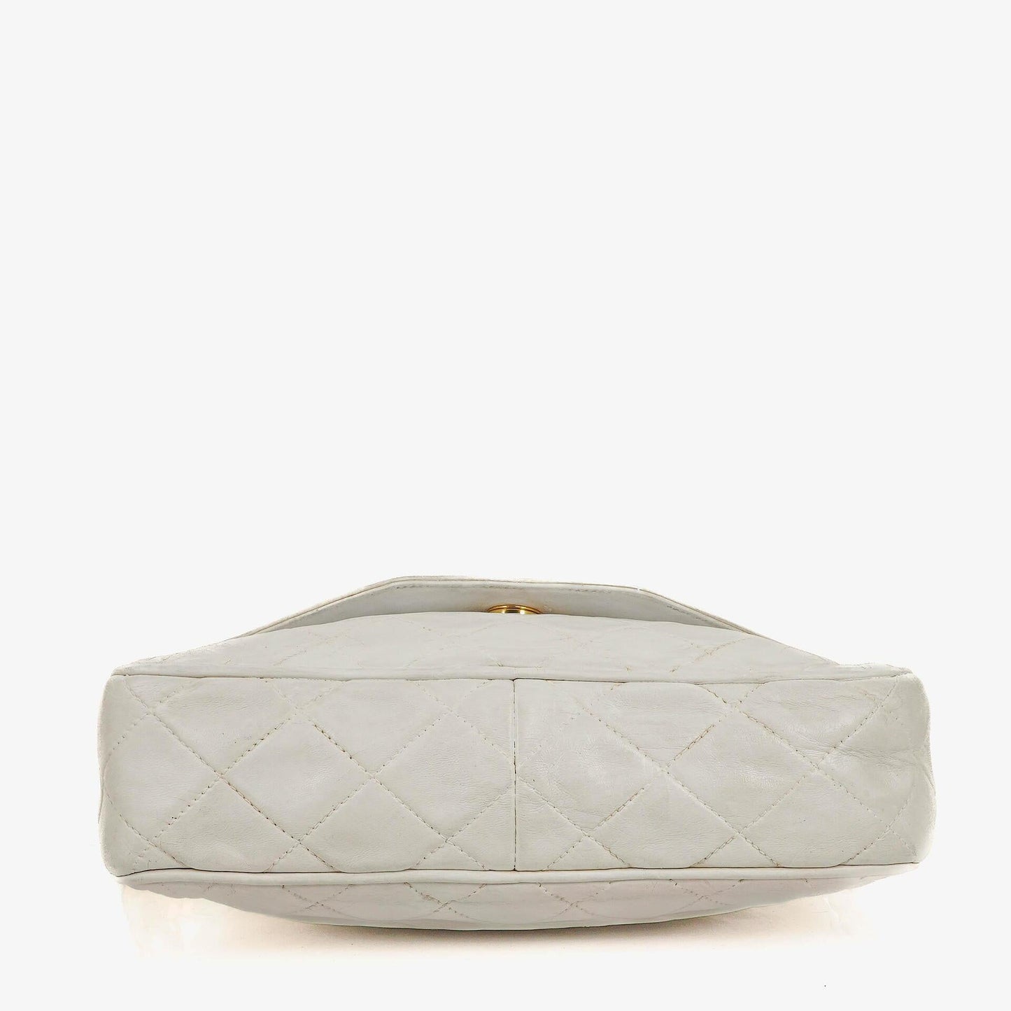 Chanel Camera Tasche aus weißem gestepptem Lammleder mit CC und Quaste