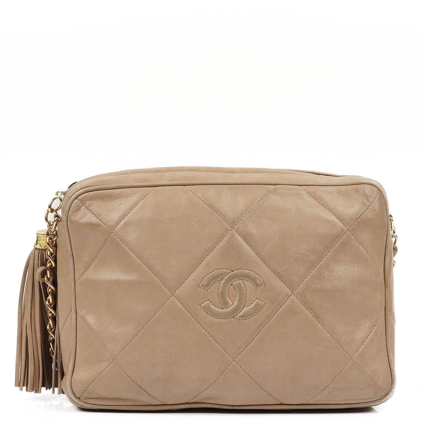 Chanel Kamera Quaste in Beige Stepp-Lammleder