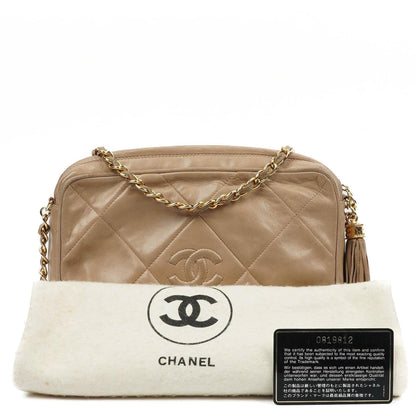 Chanel Kamera Quaste in Beige Stepp-Lammleder