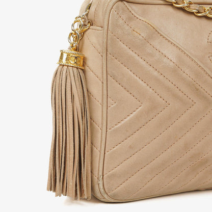 Chanel Camera Tassel Umhängetasche aus Leder