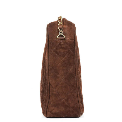 Chanel Camera Tassel Vintage Tasche aus braunem gestepptem Wildleder