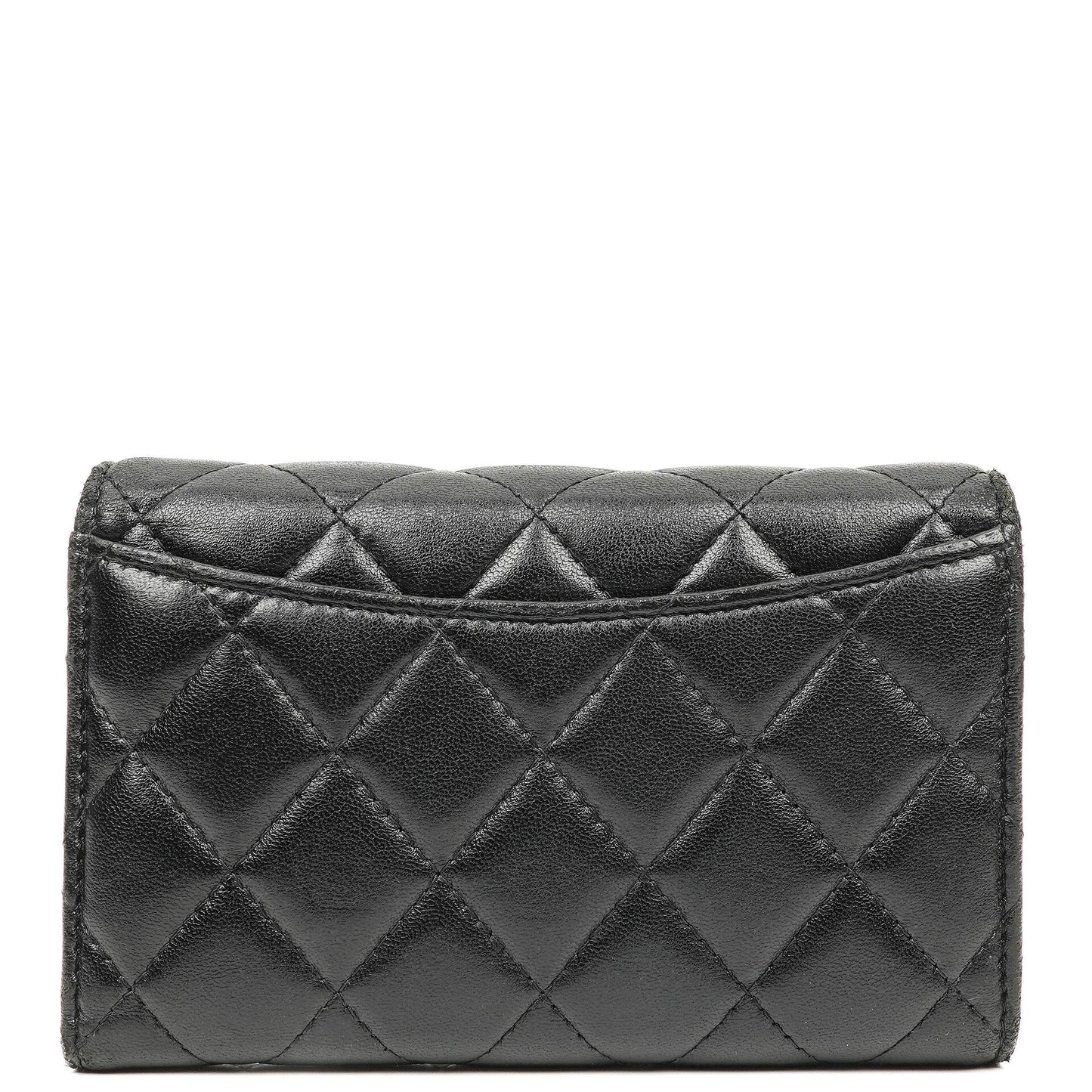 Chanel Kartenhalter Geldbörse So Black Gestepptes Lammleder Flap
