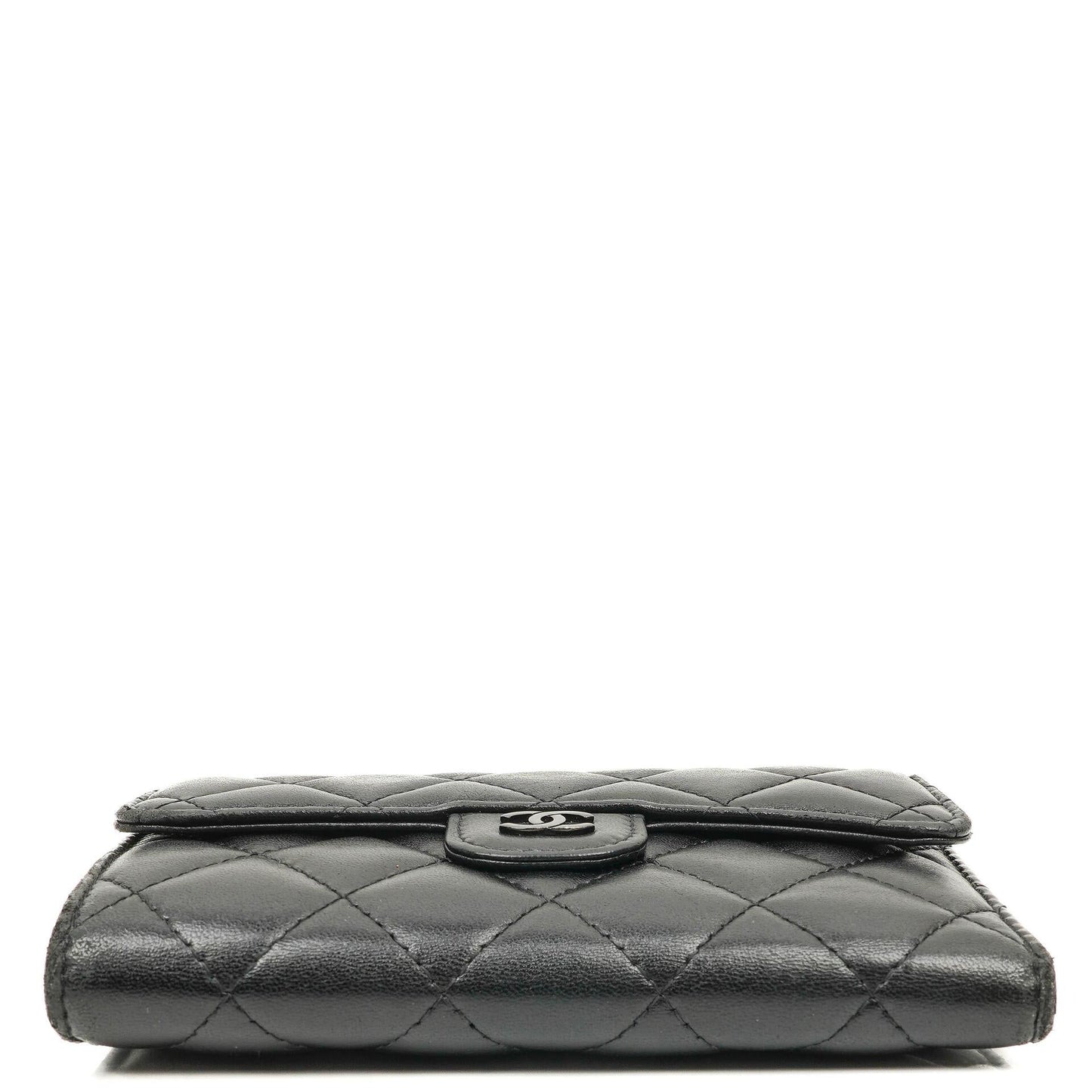 Chanel Kartenhalter Geldbörse So Black Gestepptes Lammleder Flap