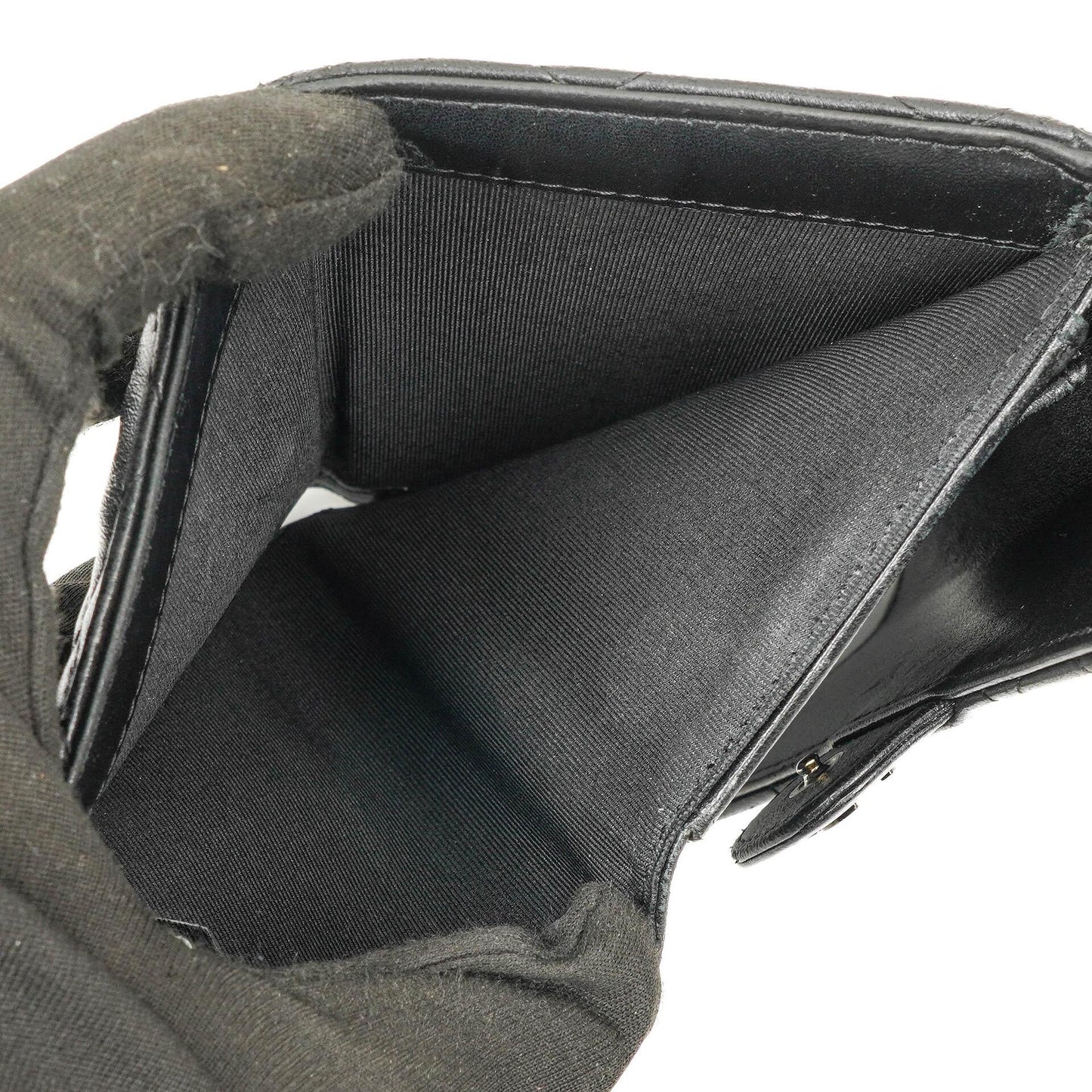 Chanel Kartenhalter Geldbörse So Black Gestepptes Lammleder Flap
