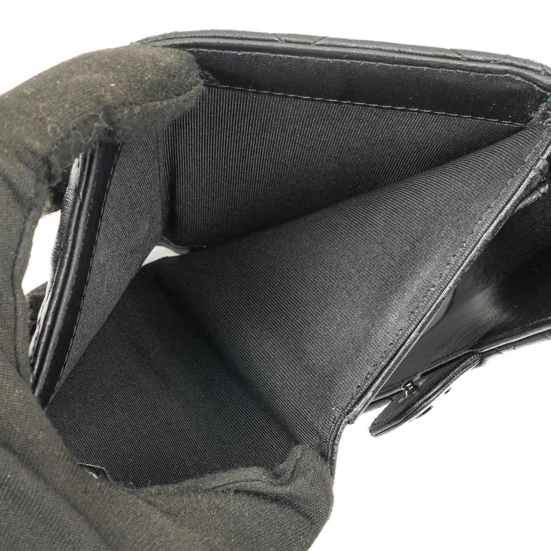 Chanel Kartenhalter Geldbörse So Black Gestepptes Lammleder Flap