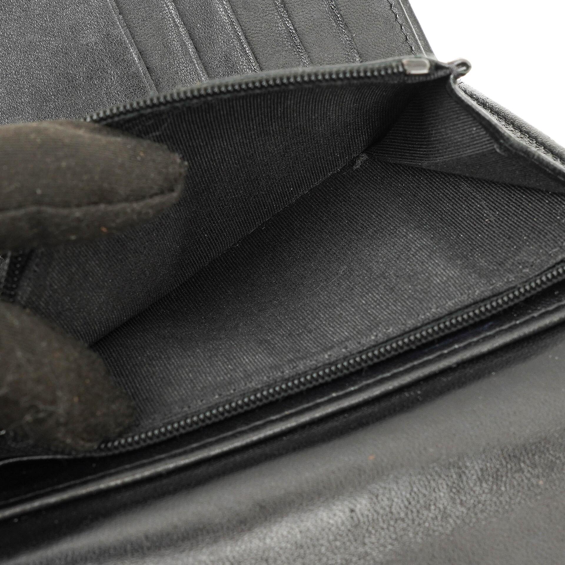 Chanel Kartenhalter Geldbörse So Black Gestepptes Lammleder Flap