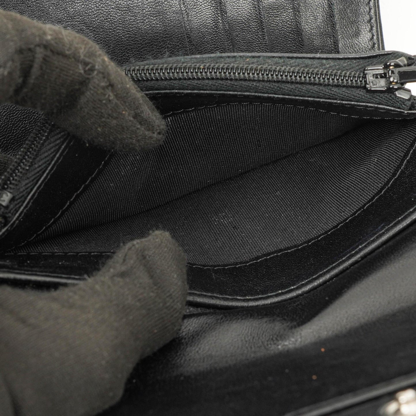 Chanel Kartenhalter Geldbörse So Black Gestepptes Lammleder Flap