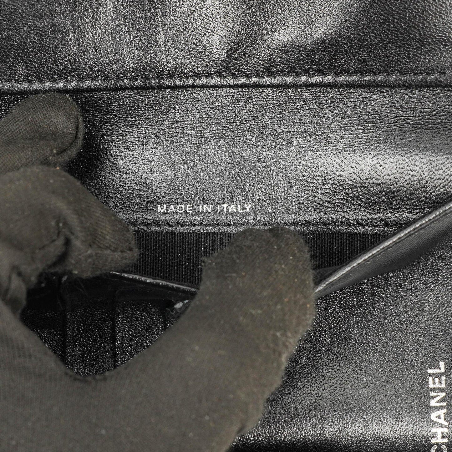 Chanel Kartenhalter Geldbörse So Black Gestepptes Lammleder Flap