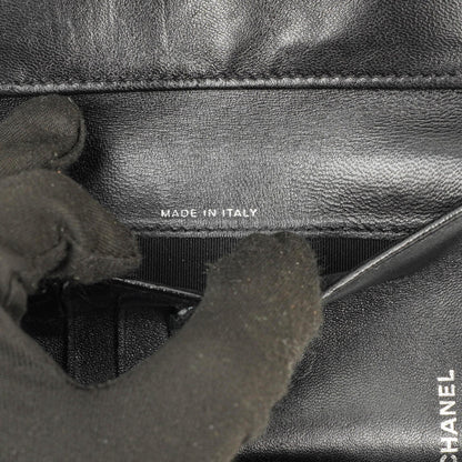 Chanel Kartenhalter Geldbörse So Black Gestepptes Lammleder Flap