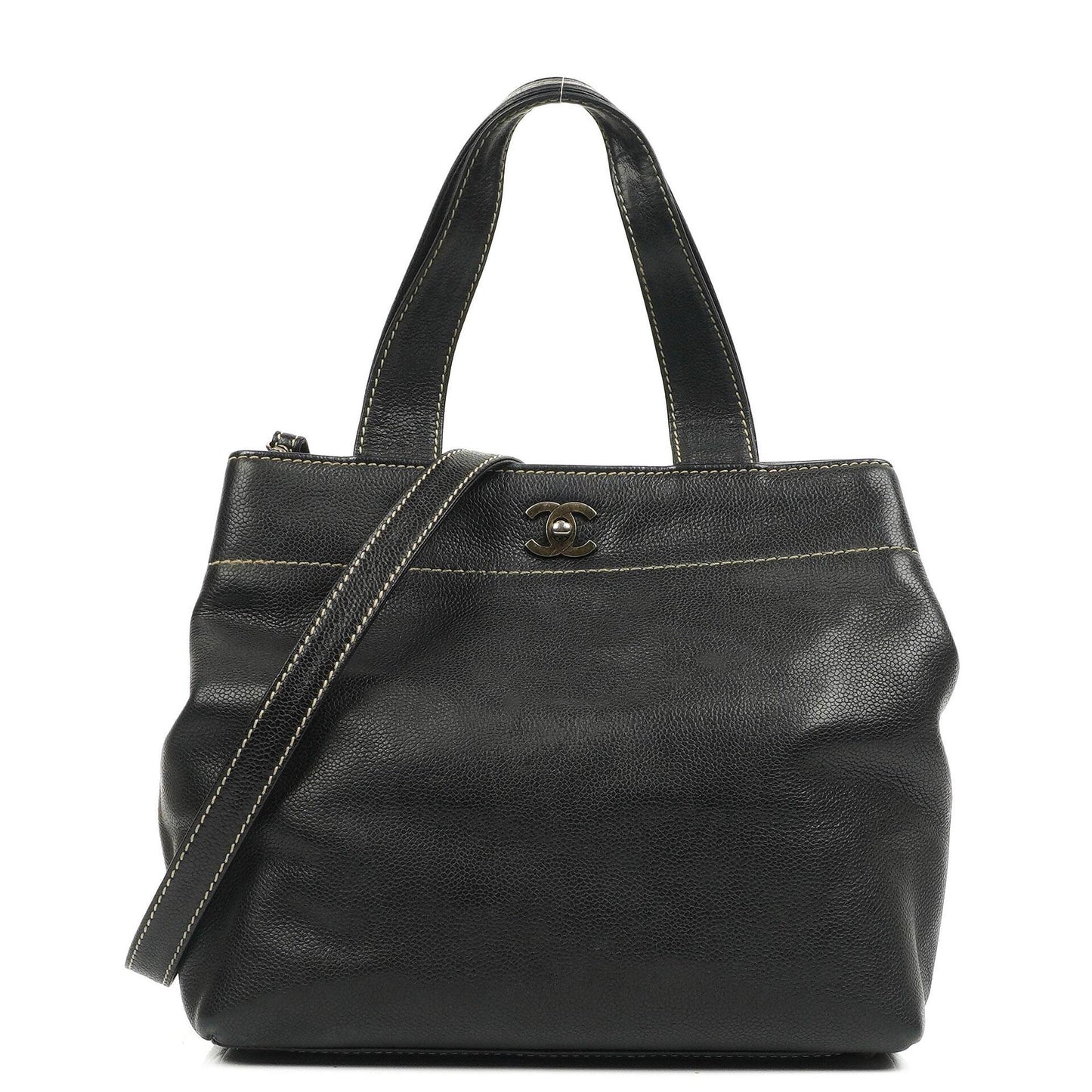 Chanel Caviar CC Schwarze Tote Tasche, 2000 - 2002