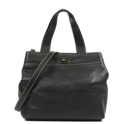 Chanel Caviar CC Schwarze Tote Tasche, 2000 - 2002