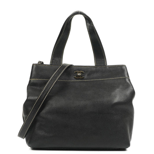 Chanel Caviar CC Schwarze Tote Tasche, 2000 - 2002
