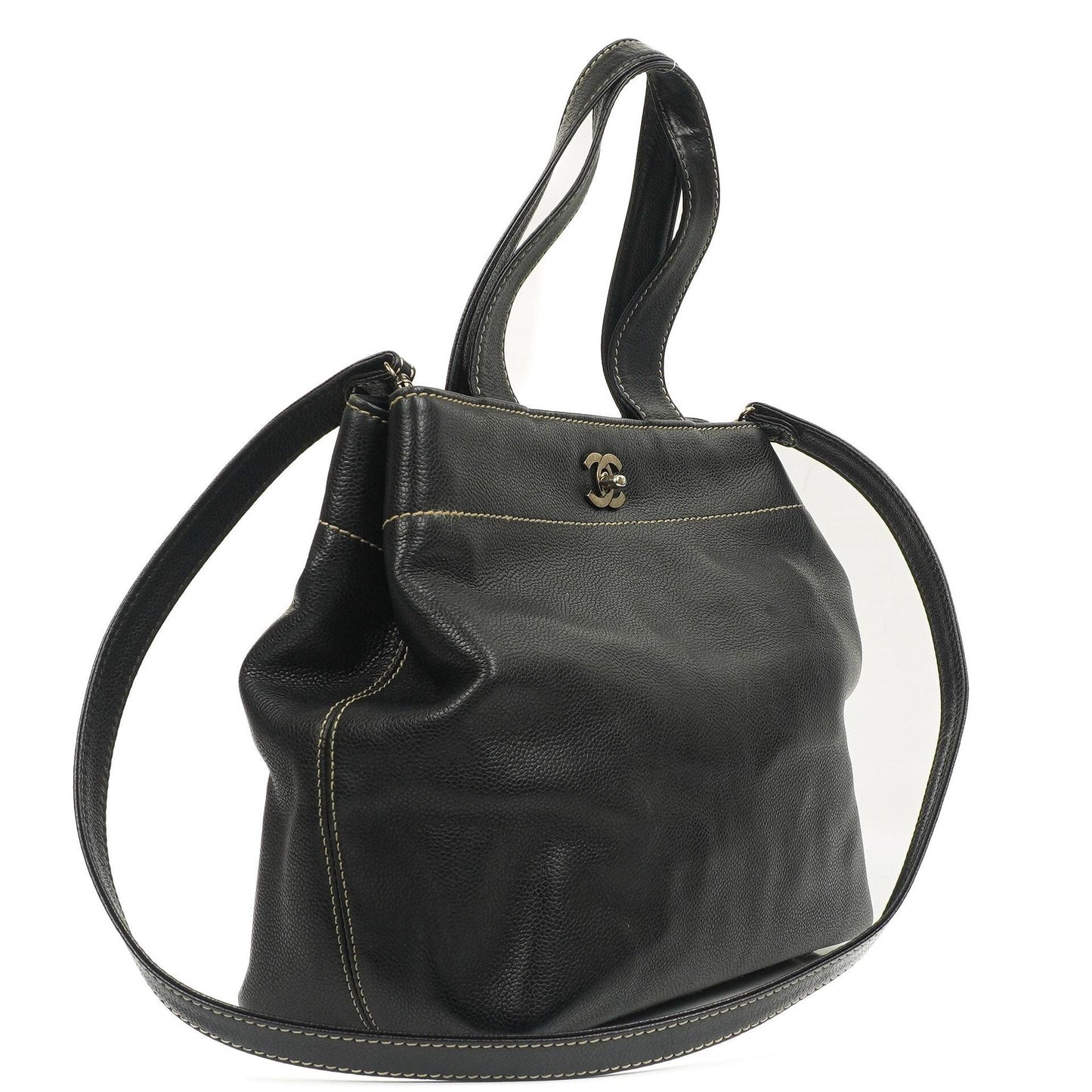 Chanel Caviar CC Schwarze Tote Tasche, 2000 - 2002