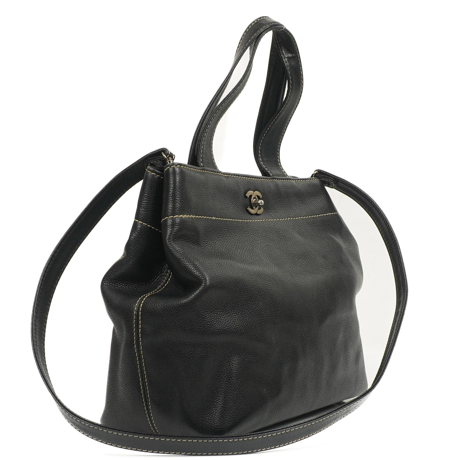 Chanel Caviar CC Schwarze Tote Tasche, 2000 - 2002