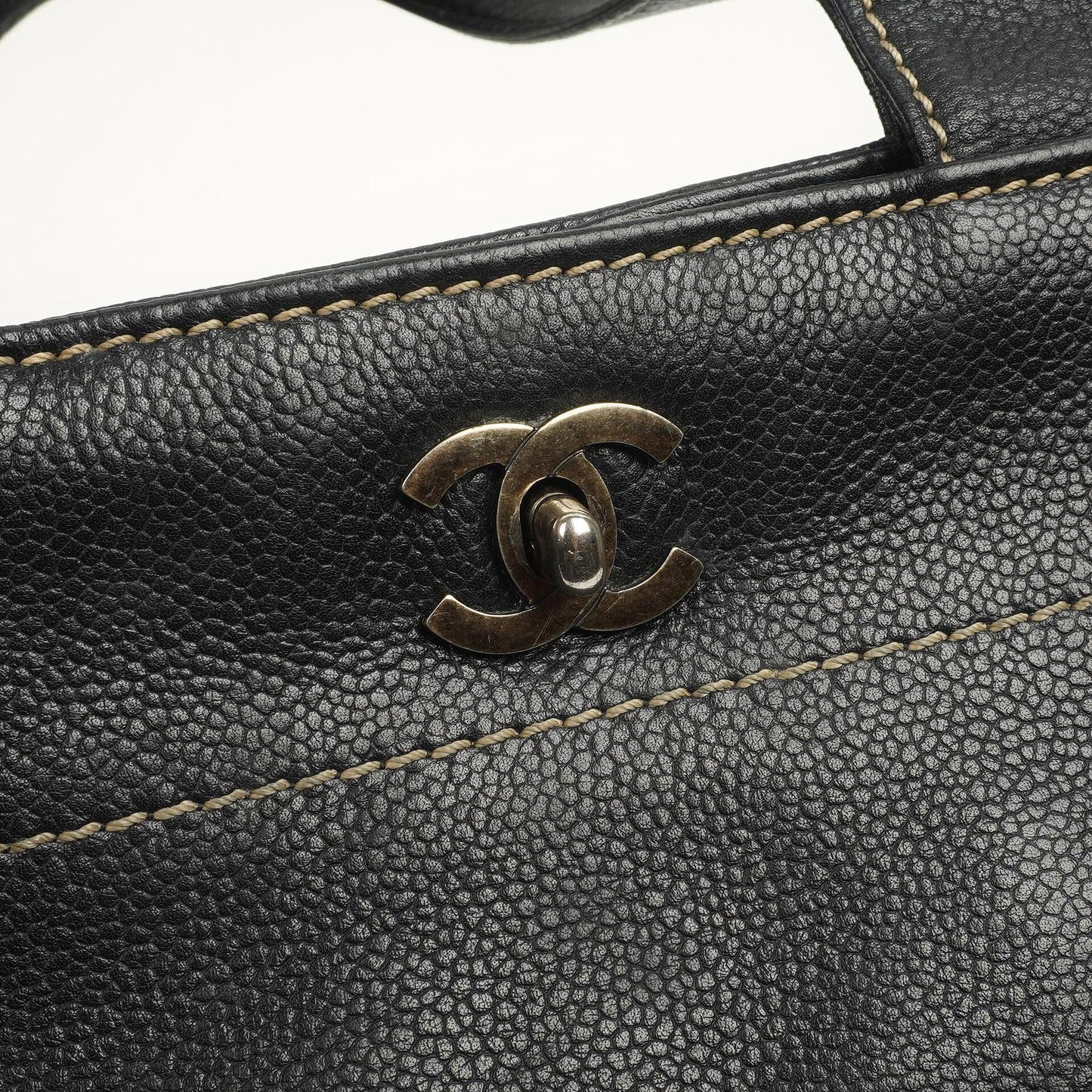 Chanel Caviar CC Schwarze Tote Tasche, 2000 - 2002