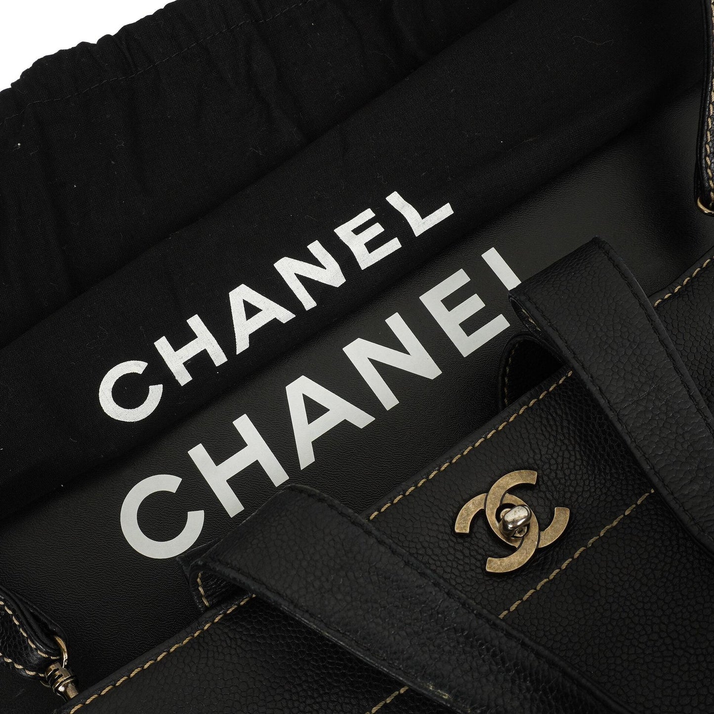 Chanel Caviar CC Schwarze Tote Tasche, 2000 - 2002
