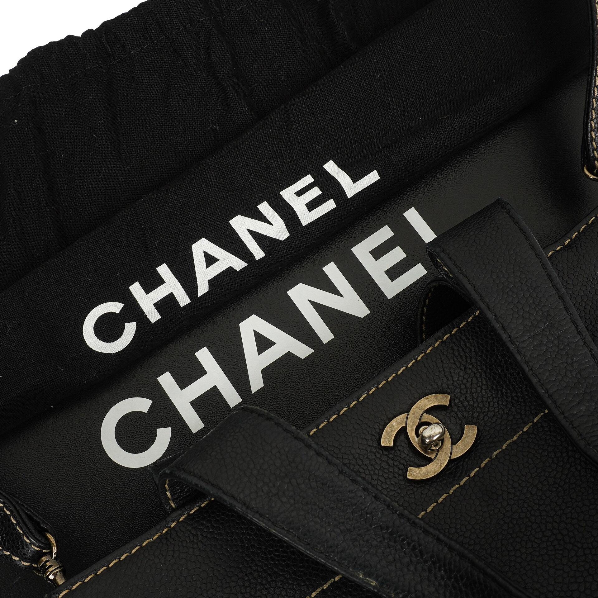 Chanel Caviar CC Schwarze Tote Tasche, 2000 - 2002