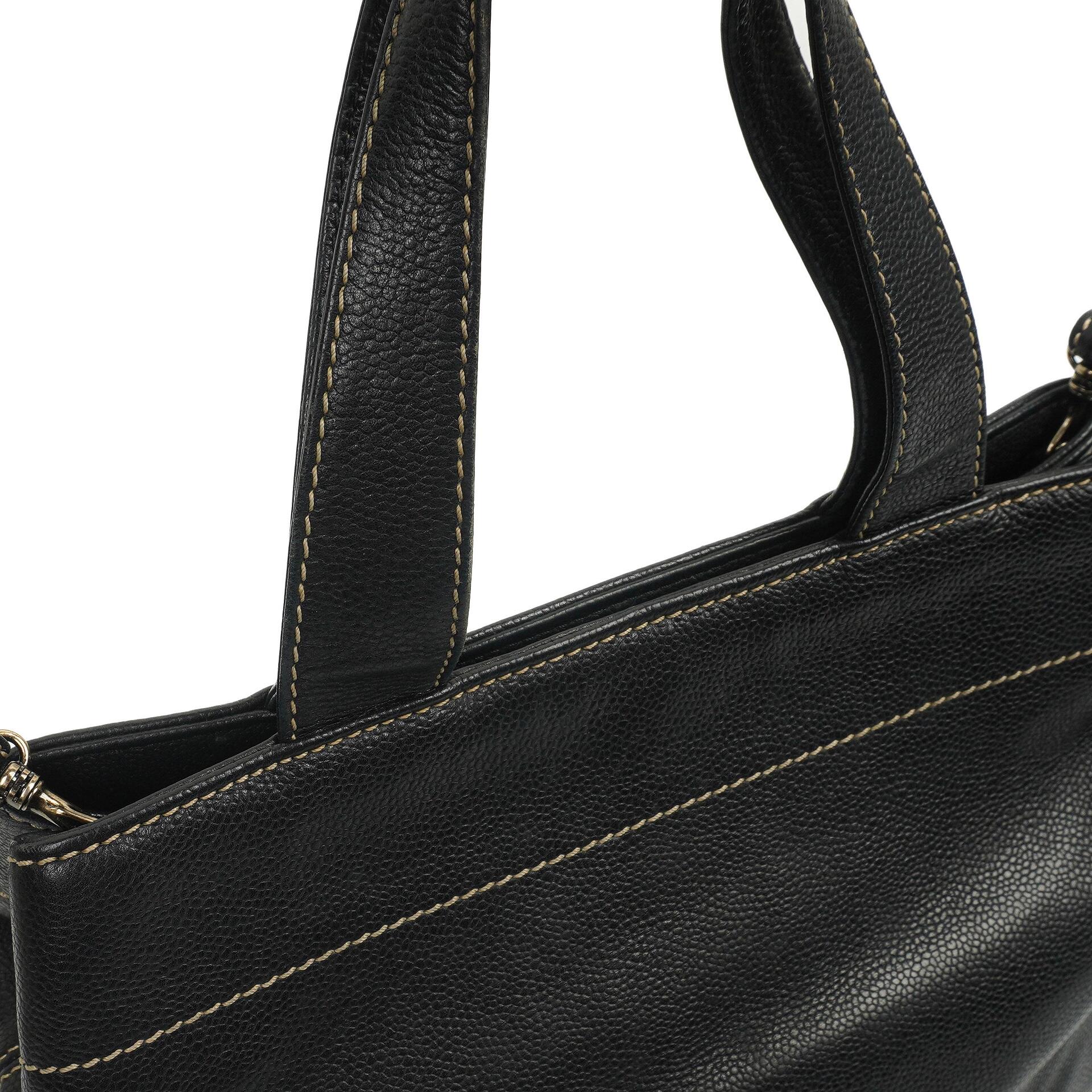 Chanel Caviar CC Schwarze Tote Tasche, 2000 - 2002