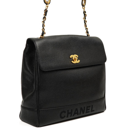 Chanel Caviar CC Klappenschultertasche, 24K Vergoldete Beschläge