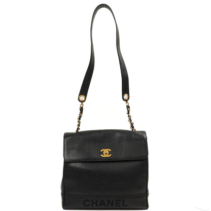 Chanel Caviar CC Klappenschultertasche, 24K Vergoldete Beschläge