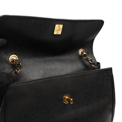 Chanel Caviar CC Klappenschultertasche, 24K Vergoldete Beschläge