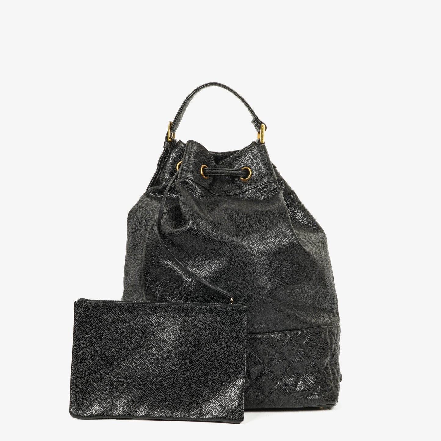 Chanel Kordelzug-Rucksack aus gestepptem Caviar